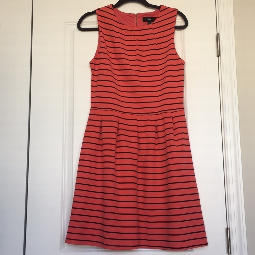 Coral and black striped dress